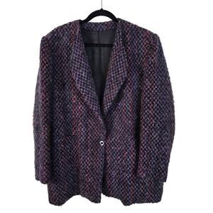 Vintage WLBW Blazer Women's 16 Purple Pink Mohair Blend Boucle Career Office